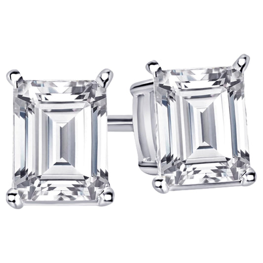 Platinum 0.5 Carat Radiant Shape LAB GROWN Diamond IGI Certified Stud Earrings for women 4 Prong Push Back (E/F Color VS2/SI1 CLARITY)