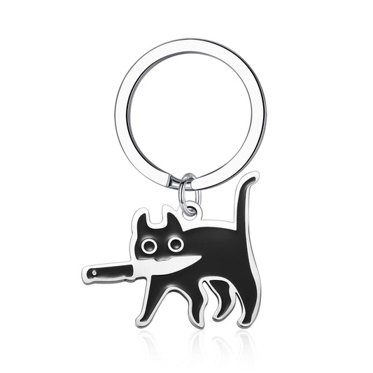 JEWAB Cute Black Cat Keychain for Women Men, Cool Stuff Cats Lover Gifts Ideas For Women, Funny Cat Keychain Decor Halloween Gifts Basket Stuffers Christmas Birthday