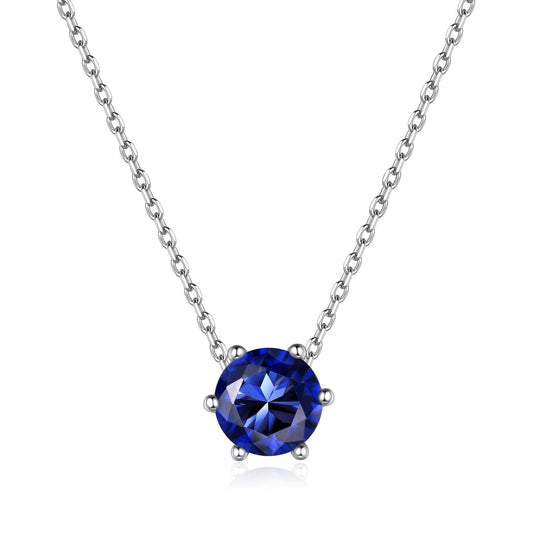 ChicSilver September Birthstone Necklace 925 Sterling Silver Saphire Necklace for Women Dainty Tiny Blue Necklaces for Women