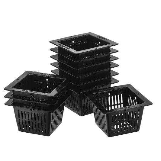 Yardwe 10Pcs Square Planting Baskets 2.24X2.24X1.45In Plastic Aquatic Plant Basket Mesh Pots for Aquarium Hydroponics and Aquaponics Gardening