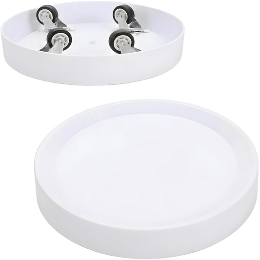 KangTeer 2-Pack 11.2 Inch Plant Caddy with Hidden Wheels, White Round Rolling Planter Saucer, Easy-Move for Flower Pot,Ornaments, Smart Home Devices(11.2inch)