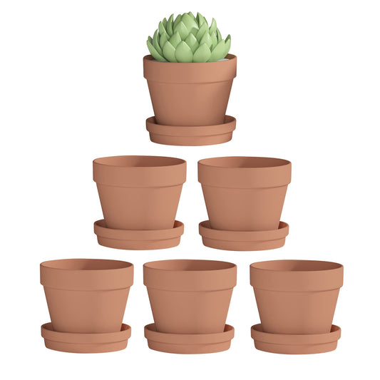 Fcacti 6 Pack Terra Cotta Pots with Saucer, 4.5 Inch Clay Planters for Indoor/Outdoor Plants, Drainage Hole, Succulent, Cactus, Flower Pots