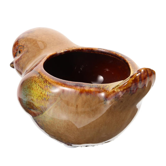 Anneome Ceramic Succulent Planter Pot with Bird Design, Small Indoor Plant Pot for Succulents and Cacti, Decorative Glazed Flowerpot for Home and Garden