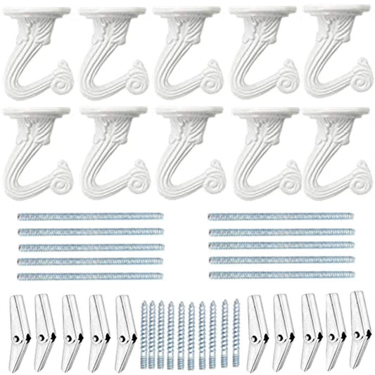 LIFEUNITE 10 Sets Metal Ceiling Hooks, White Heavy Duty Ceiling Hanging Hooks for Plant, Basket and Canopy