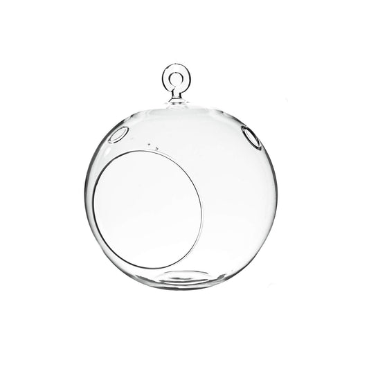 WGVI WGV Hanging Terrarium Globe, Width 6", Height 6.5", DIY Air Succulent Planter, Clear Glass Vase Orb with Flat Bottom, Candle Holder for Windowsill Outdoor Garden Decor, 1 Piece