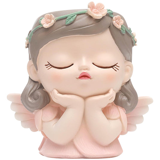 BEAHING Face Planter, Fairy Girl Face Plants Pots, Resin Waterproof Head Pot with Drainage Hole, Small Girl Face Succulent Pots for Indoor Plants Tiny Cactus (Praying)