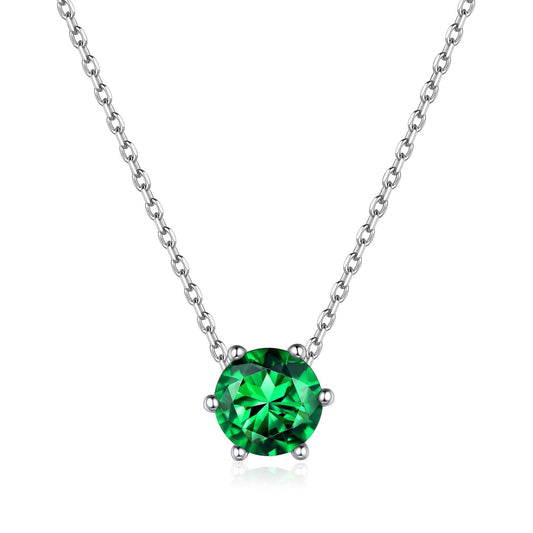 ChicSilver Sterling Silver Birthstone Necklace May Emerald Necklaces for Women 925 Sterling Silver Green Necklace for Women