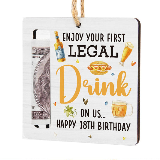 18th Birthday Money Holder for Cash Gift First Legal Drink Beer Money Gift Ideas for Boys Girls Birthday Gifts Wooden Cash Holder Ornament for Party Decorations