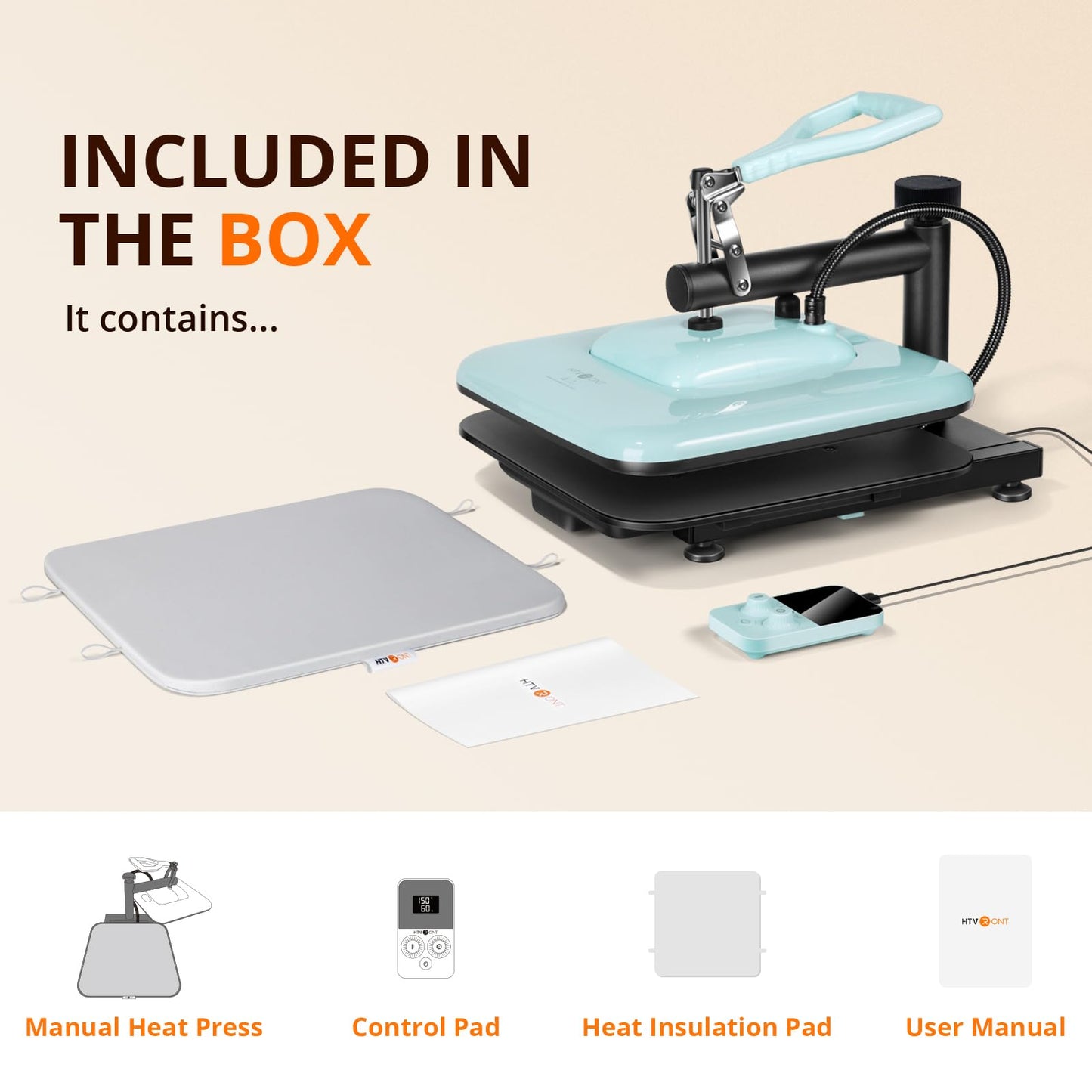 HTVRONT Heat Press Machine for T-Shirts, Heat Press 15 x 15 Professional Heats Up Fast & Distribute Heat Evenly, Swing Away T-Shirt Press Machine for HTV, Sublimation, Heat Transfer Projects (Blue)