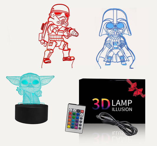 TITISKIN 3D Illusion LED Night Light,16 Colors Gradual Changing Touch Switch USB Table Lamp for Holiday Gifts or Home Decorations （3Pattern）
