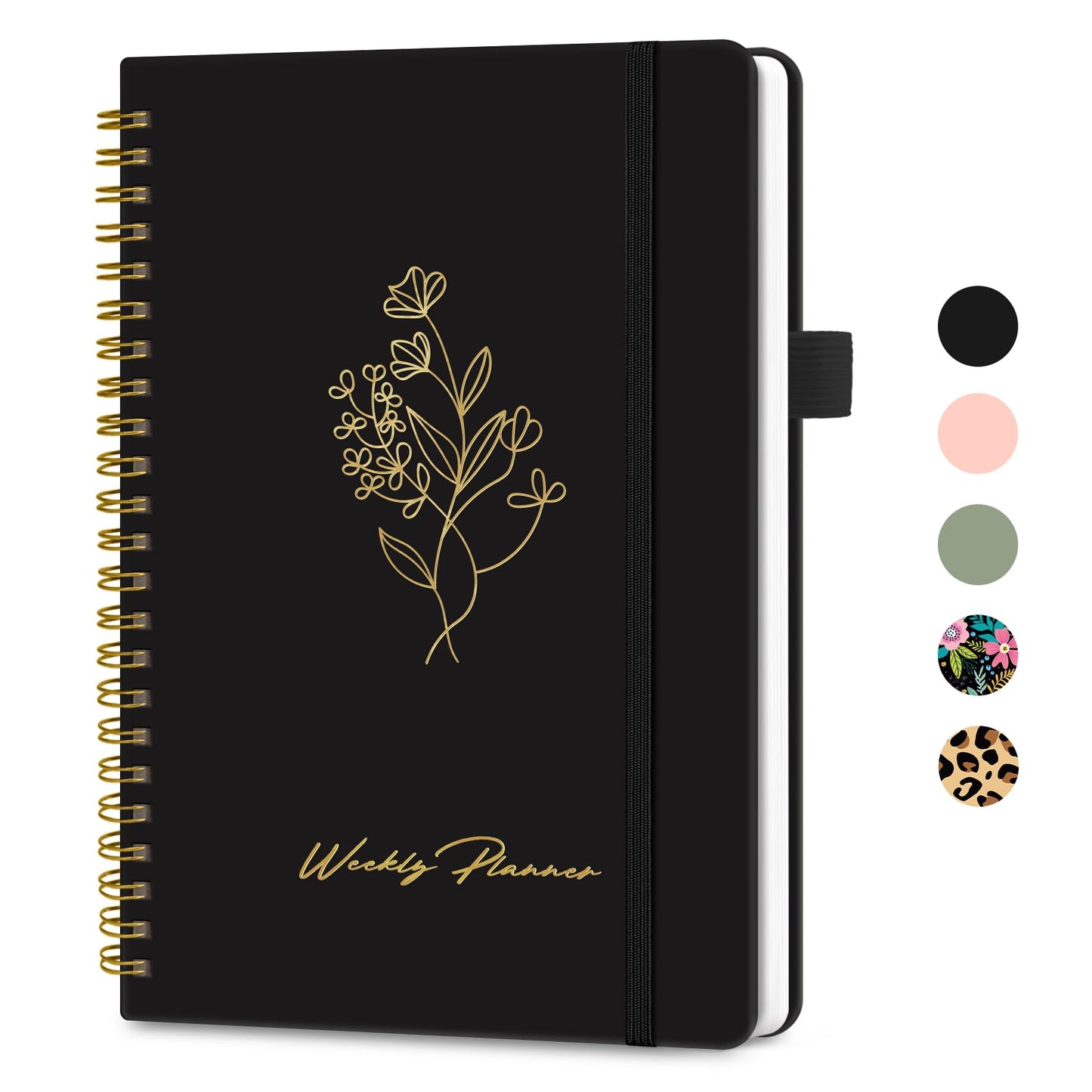 Undated Weekly Planner, Weekly To Do List Notebook with Goal & Habit Tracker Organizer, A5 Weekly Planner Notebook with Spiral Binding, 6.1" x 8.2" - Green