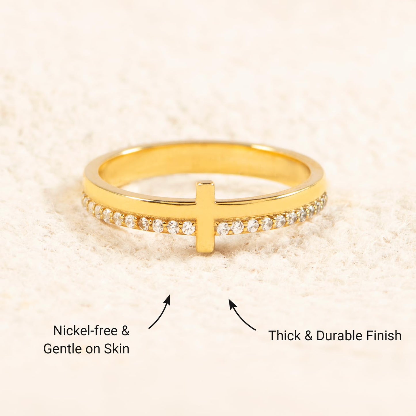 STORYJEWELLERY Faith Ring, Cross Rings for Women, Purity Ring, Christian Rings for Women, Christian Jewelry, Confirmation Gifts, Baptism Gifts, Size 10
