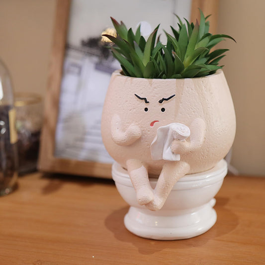 Pricetail Face Planter Pots Funny Toilet Plant Pot for Indoor Plants, Cute Face Head Flower Pots Quirky Succulent Planters Gift Ideal for Home, Office, Christmas