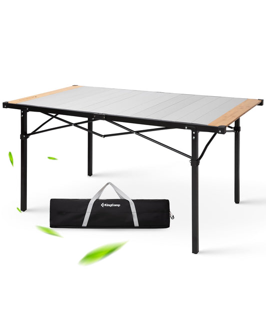 KingCamp Camping Table Folding Portable Table Aluminum Roll Up Lightweight Foldable Large Camp Table for Indoor Outdoor Picnic Backyard, 53.5"X27.5"