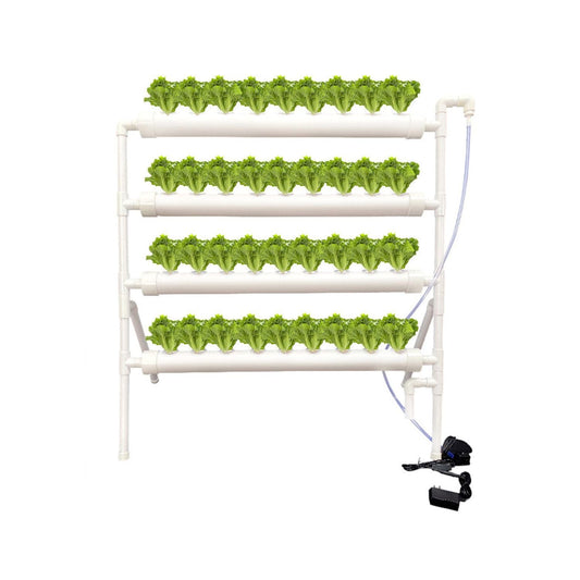 ELITE BAY 36-Pod Hydroponic Plant Growing System – PVC Vertical Soilless Indoor/Outdoor Garden Kit | White Tower with 36 Baskets, Sponges, AU/US Plug & Soft Tube | Ideal for Home Gardening