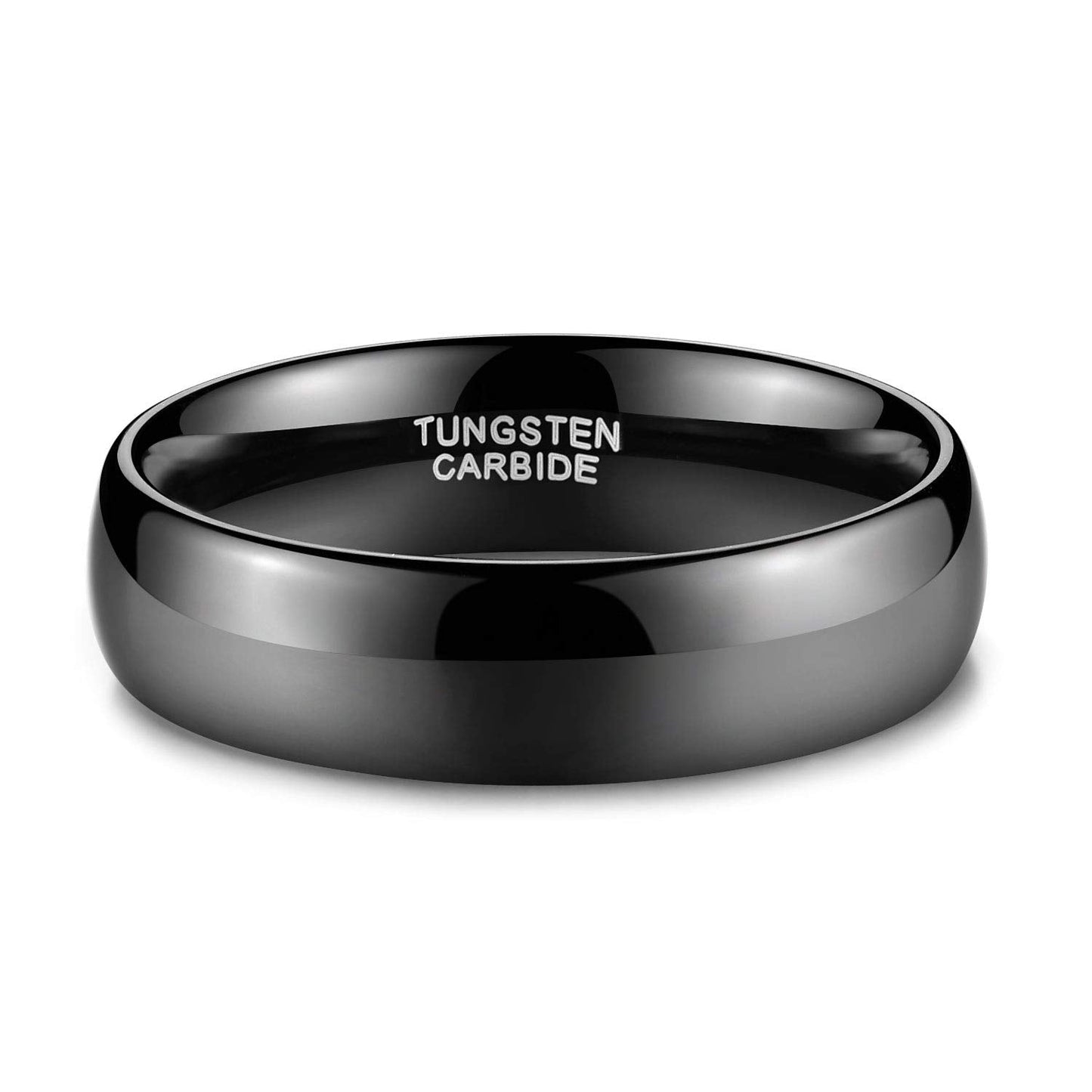 TRUMIUM 6mm Black Tungsten Ring for Men Women High Polished Comfort Fit Wedding Band Size 9
