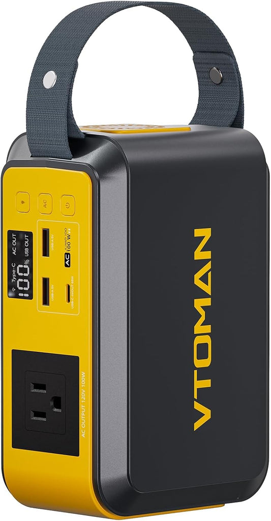 VTOMAN Jump 100 Portable Power Station, Solar Generator LiFePO4 Battery Power Station with 100W (Peak 200W) AC Outlet, 1x PD 65W USB-C, 2X Regulated 5V/2.4A USB-A for Camping