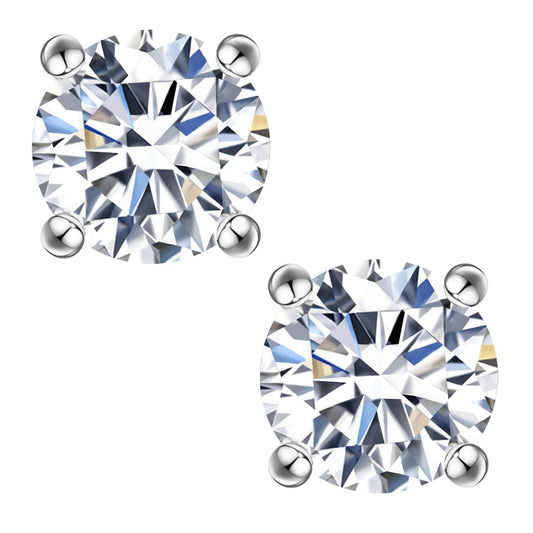 Impalsory Moissanite Stud Earrings 0.3CT 4mm for Women Men, 925 Sterling Silver Hypoallergenic Earrings, 18K White Gold Plated, Secure Friction Back, Brilliant Round Cut D Color VVS1