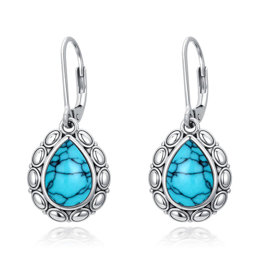 YYmqmq Western Earrings for Women 925 Sterling Sliver Turquoise Dangle Drop Earrings Leverback Country Turquoise Jewelry Western Jewelry Cowgirl Gifts for Women Girlfriend