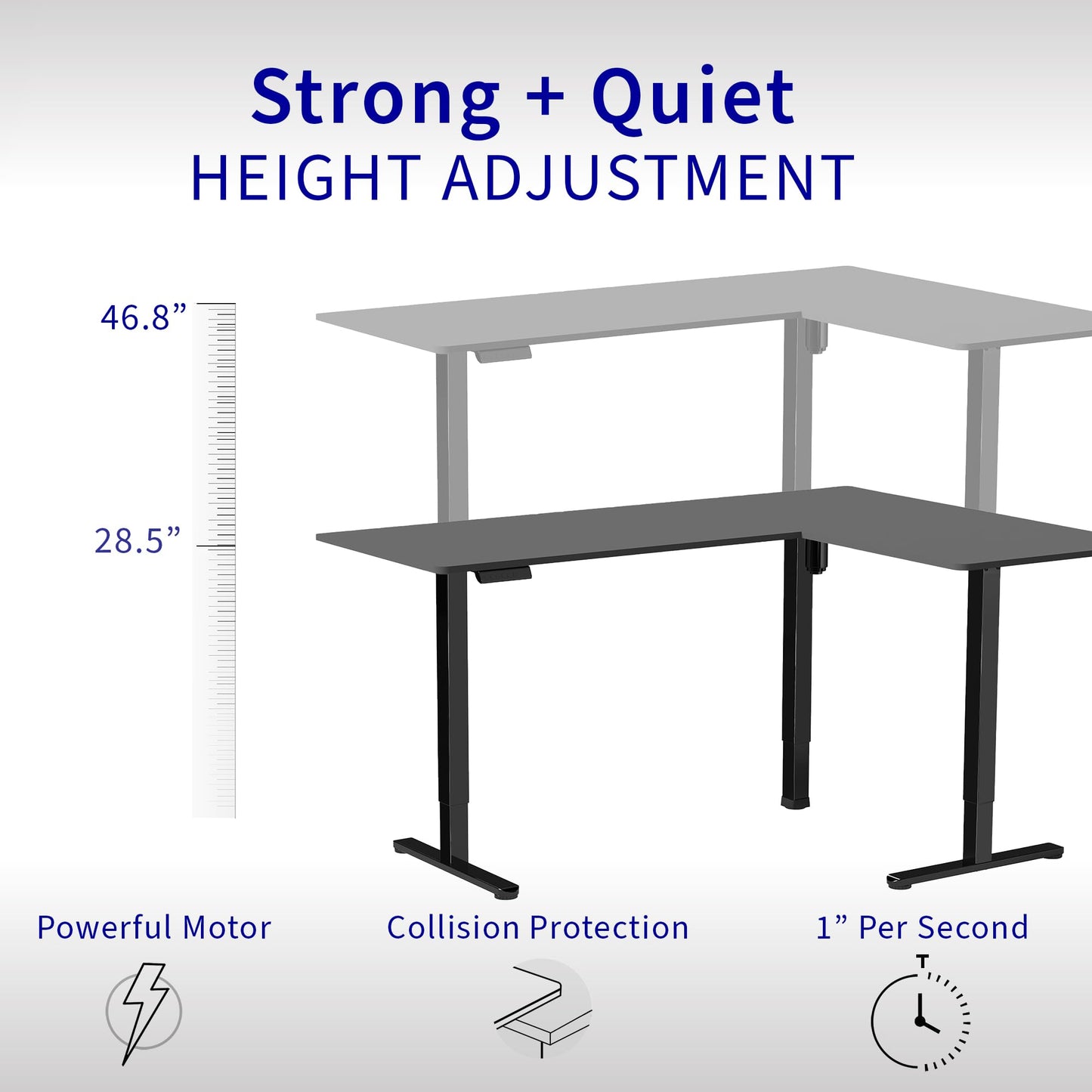 VIVO Corner Standing Desk, 63 x 55 inch Reversible L-Shaped Workstation, Electric Height Adjustment, Home, Office, and Reception Rooms, Black Table Top Black Frame, DESK-E3CTB