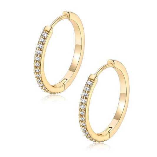 FaithHeart Cubic Zirconia Hoop Earrings for Women, 14K Gold Hypoallergenic Huggie Hoop Earrings, Small Cartilage Earrings for Women 16mm, Send Gift Box