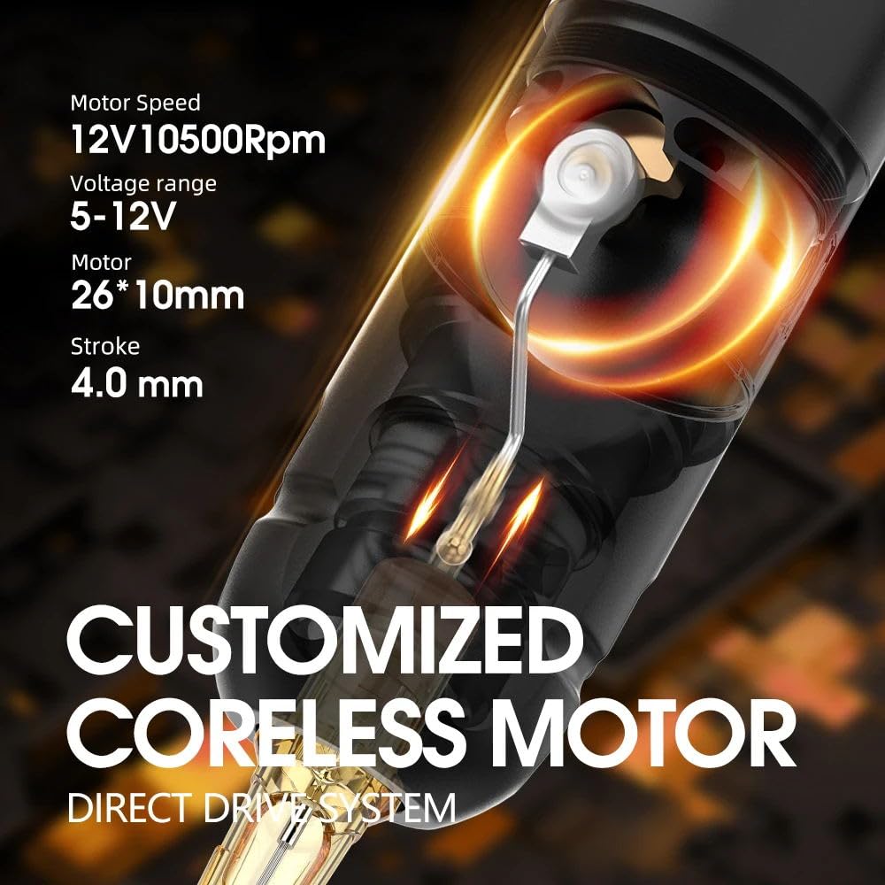 Ambition Soldier Tattoo Kit -Wireless Tattoo Machine Kit Complete with Extra 2400mAh Power 40pcs Cartridge Needles Bandage Gloves Ink Mixer Ink Cup Disposable Handle for Professional Tattoo Artists