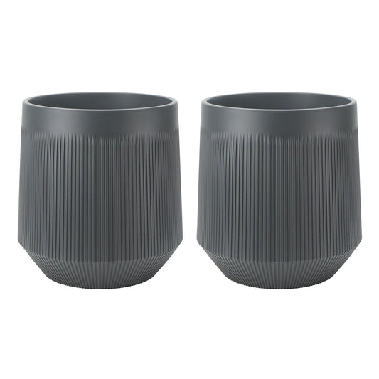 Yaghpy Plant Pots，Set of 2 Plastic Large Pots for Indoor Plants,Flower Pots Outdoor Planters with Drainage Hole and Seamless Saucer,(Gray 12Inches)