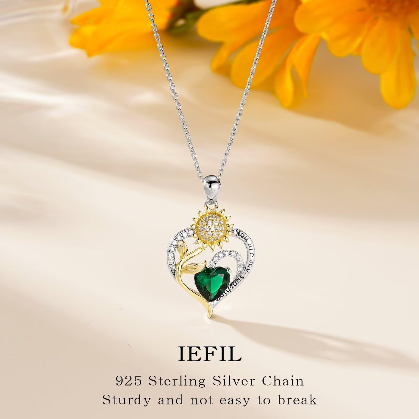 Iefil Sunflower Gifts for Women - Sunflower Necklace for Women January Simulated Garnet Birthstone Necklace Anniversary Valentine's Gifts Birthstone Jewelry for Wife Mom