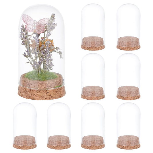 BENECREAT 10Pcs Dome Decorative Jars, 1.8x3.5inch Glass Display Dome Cloche Glass Bell Jar with Cork Base for Flower Storage, Specimens, Crafts Decorations