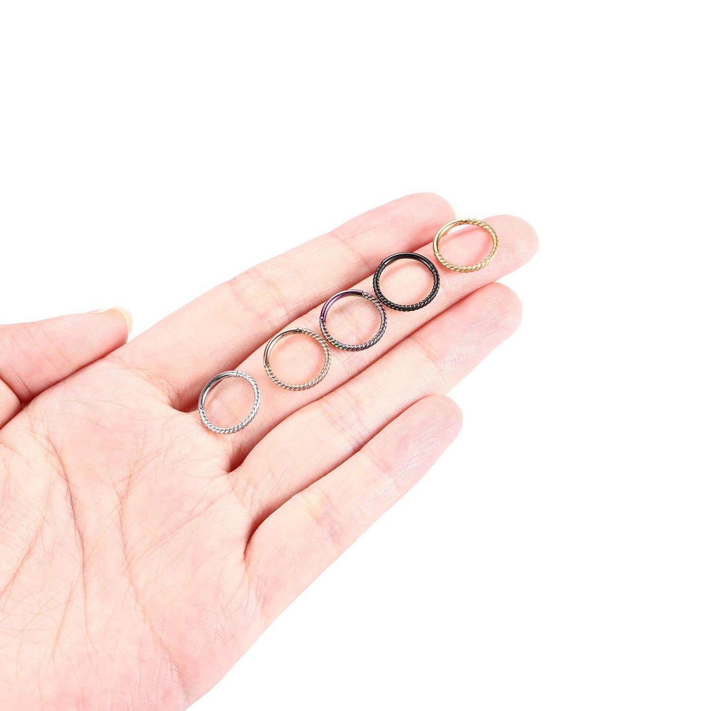 Nose Rings - 18 Gauge Hoop Earrings for Women - Black 8mm Septum Jewelry - Surgical Steel Septum Clicker