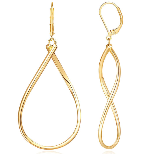 Degerde Gold Earrings for Women 14K Gold Hoop Earrings for Women Gold Hoop Dangle Drop Earring for Womens Hoops Twisted Infinity Big Hoops Earring for Womens 50mm
