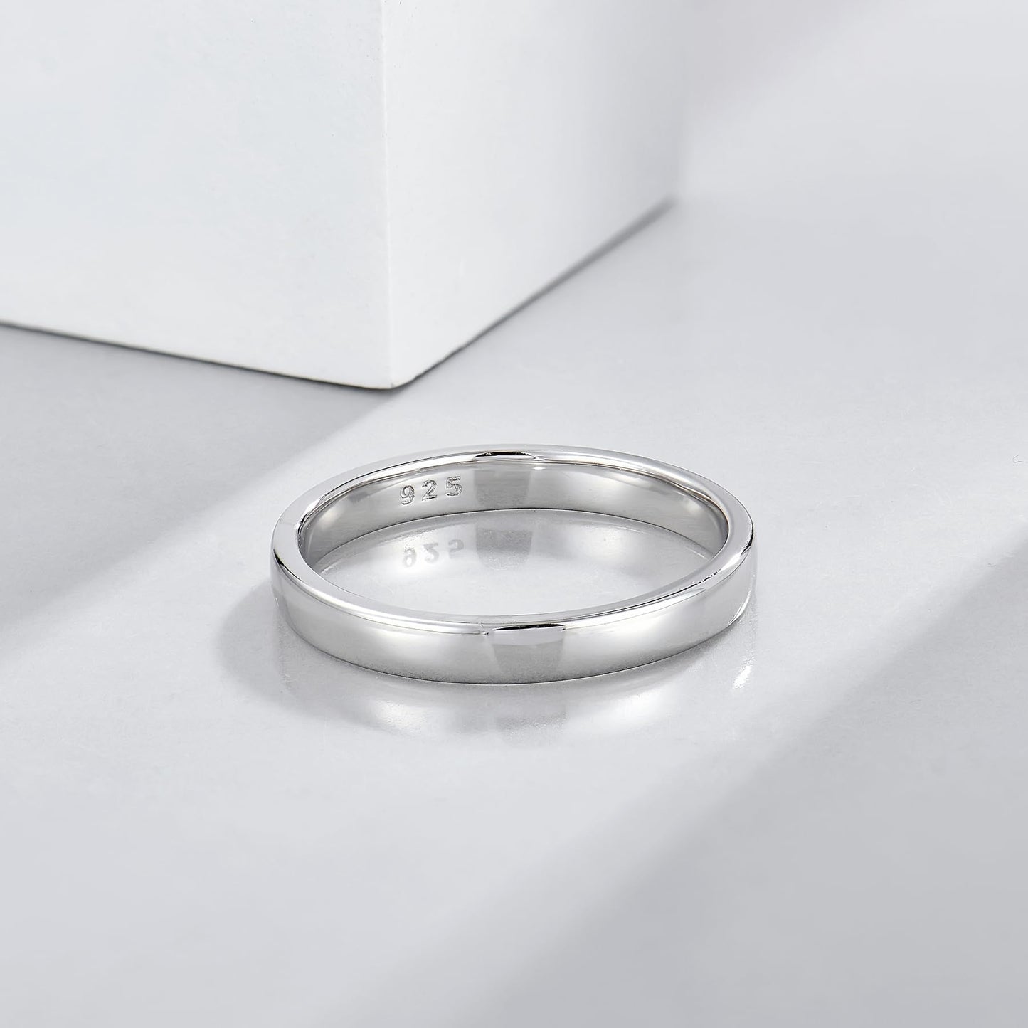 STARCHENIE Solid 925 Sterling Silver 3mm Wedding Band Ring, Comfort Fit High Polish, for Men and Women (Size 8)