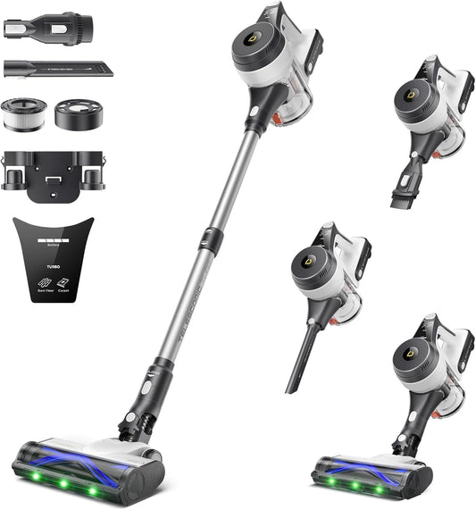 YONNDER Cordless Vacuum Cleaner, 550W 55KPA 70Mins Powerful Vacuum Cleaners for Home, with Anti-Tangle, LED Display Screen, Self-Standing Stick Vacuum for Hardwood Floors/Pet Hair/Carpet, M1