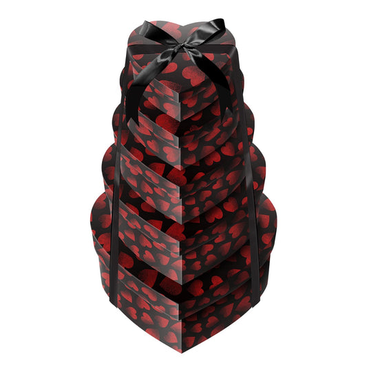 Linelglobal Heart Gift Box with Lid for Flower, Present, Valentine Day, Birthday, Anniversary, Wedding, Bridesmaid 5 Flower Box Assortment Size Stackble - Black