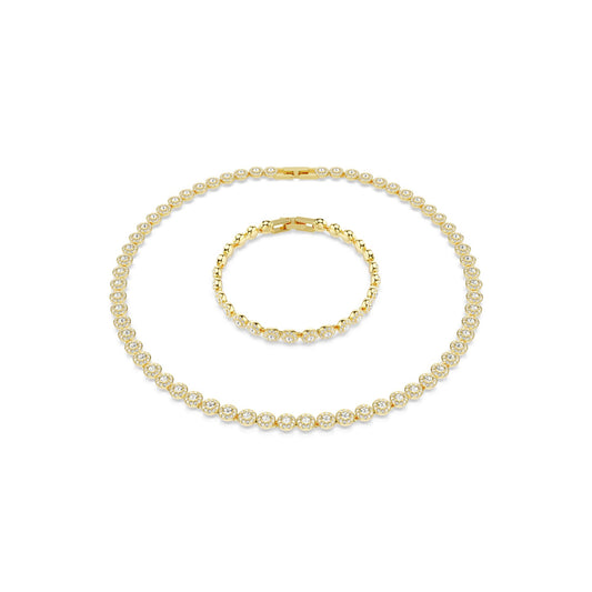 Swarovski Una Angelic set, Round cut, clear, Gold-tone finish