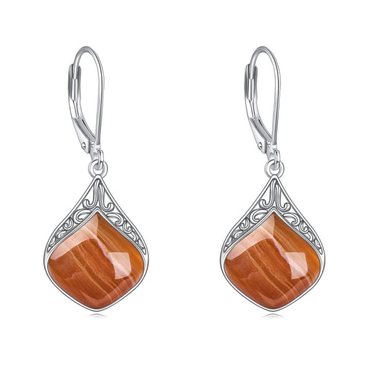 Orange Teardrop Earrings Sterling Silver Orange Agate Filigree Irish Celtic Teardrop Drop Earrings Jewelry Christmas Gifts For Women