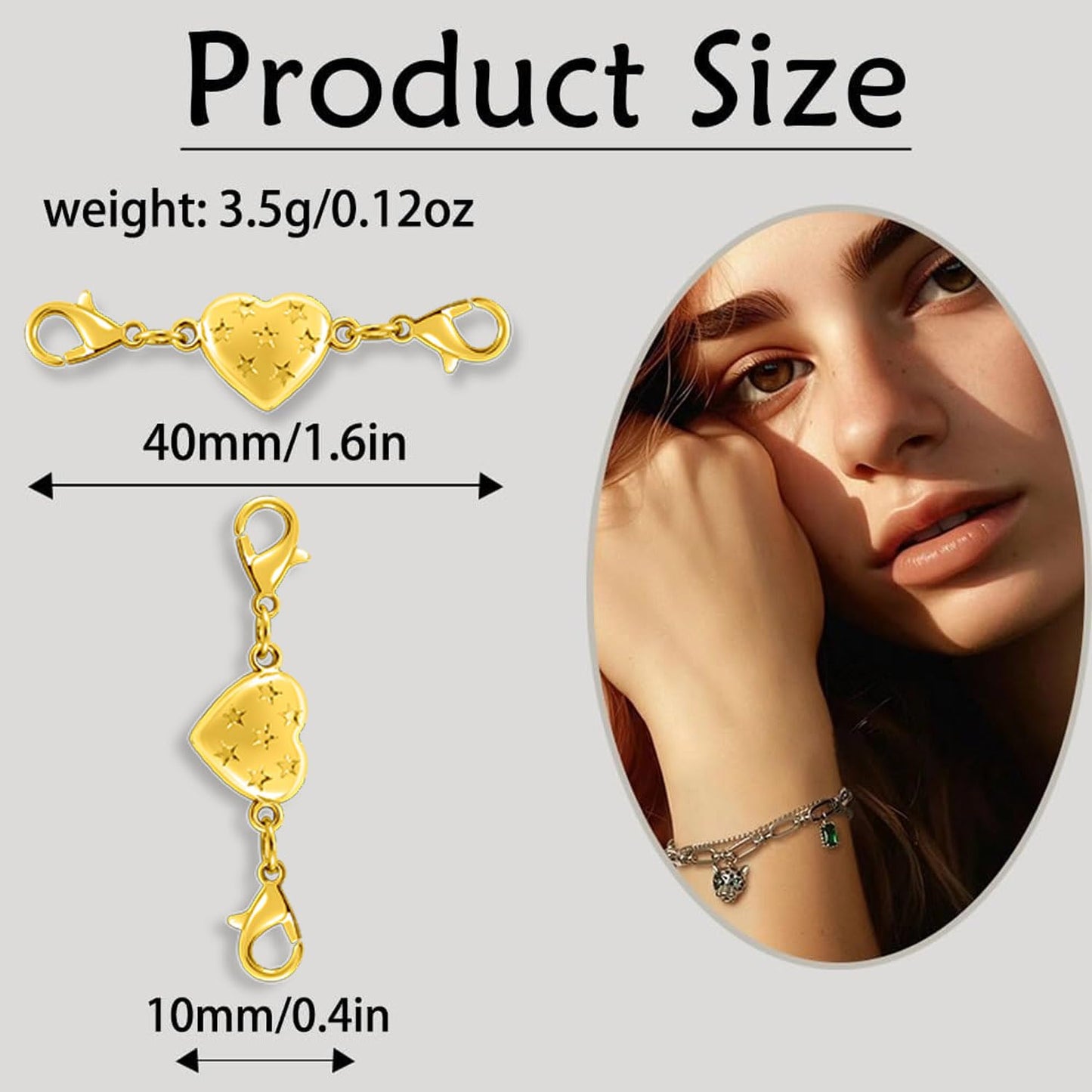 Magnetic Clasp Converter, Heart Design Lobster Clasps for Necklaces and Bracelets, Gold and Silver (3golden+3silvery)