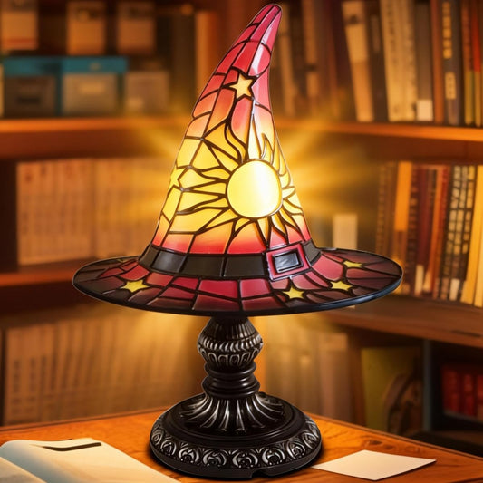 Loisdaro Witch Hat Lamp - Handmade Colorful Gothic Witch Hat Lamp, Used for Decoration, Mysterious Bedroom Atmosphere, and Witchcraft Gifts, Small Statues Shining in The Dark of The Bedroom - (Red)