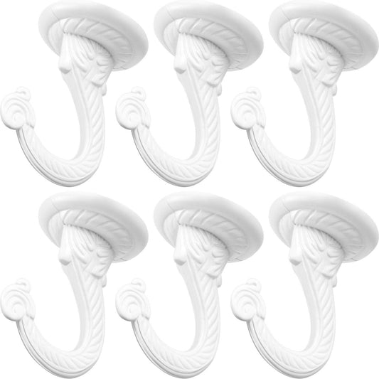 Hotop 6 Pcs Swag Ceiling Hooks Heavy Duty Swag Hooks Vintage Style Ceiling Hook for Hanging Plants Indoor Outdoor Decor Kitchen Flower Baskets Wind Chimes and Lights(Large,White)