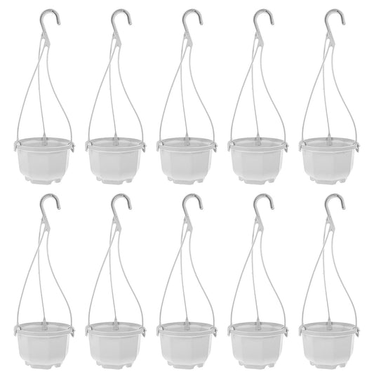 INOOMP Hanging Planters Set of 24 Plastic Flower Pots with Hooks for Indoor Outdoor Balcony Garden Patio Wall Mounted Plant Holders