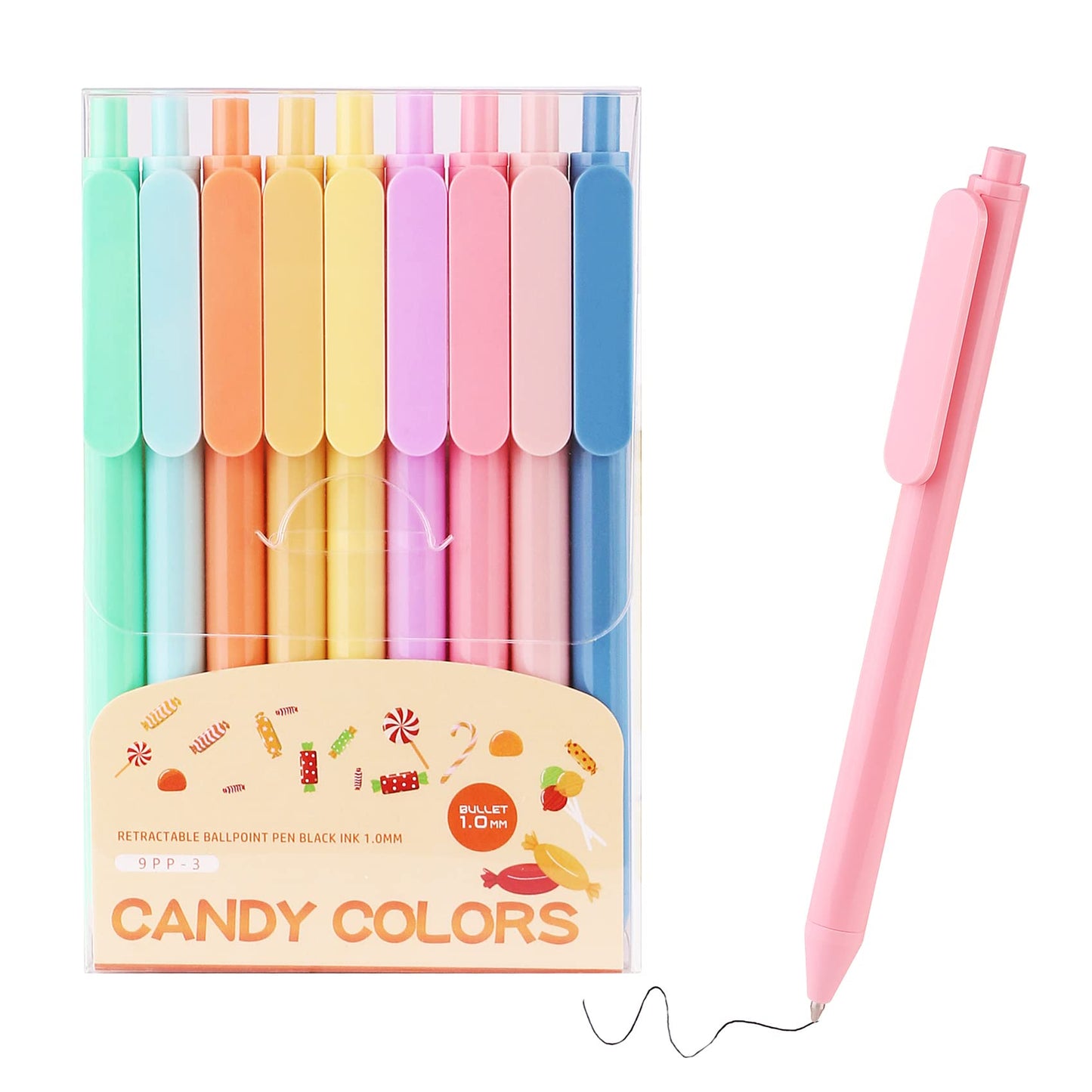 WY WENYUAN Cute Pastel Ballpoint Pens, Fine Point Smooth Writing, Colorful Pens, Black Ink 1.0 mm Journaling Pens Office Supplies for Women & Men, Note Taking