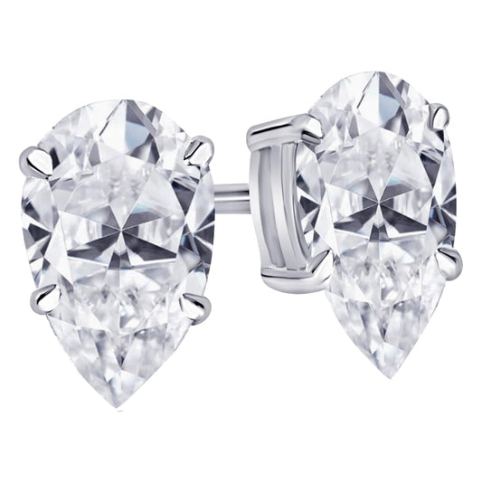 14K White Gold 0.5 Carat Pear Shape LAB GROWN Diamond IGI Certified Stud Earrings for women 4 Prong Push Back (E/F Color VS2/SI1 CLARITY)
