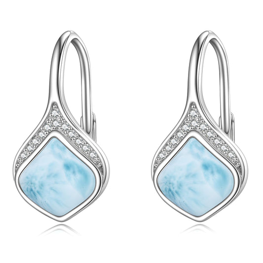 Larimar Jewelry Drop Earrings Sterling Silver Larimar Teardrop Earrings Natural Gemstone Dangle Earrings Jewelry Christmas Gifts For Women