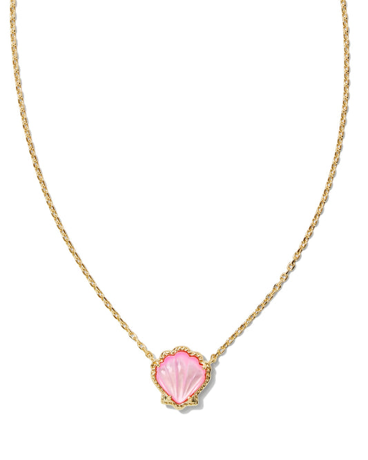 Kendra Scott Brynne Shell Short Pendant Necklace, 14k Gold-Plated Brass, Blush Mother Of Pearl, Fashion Jewelry for Women