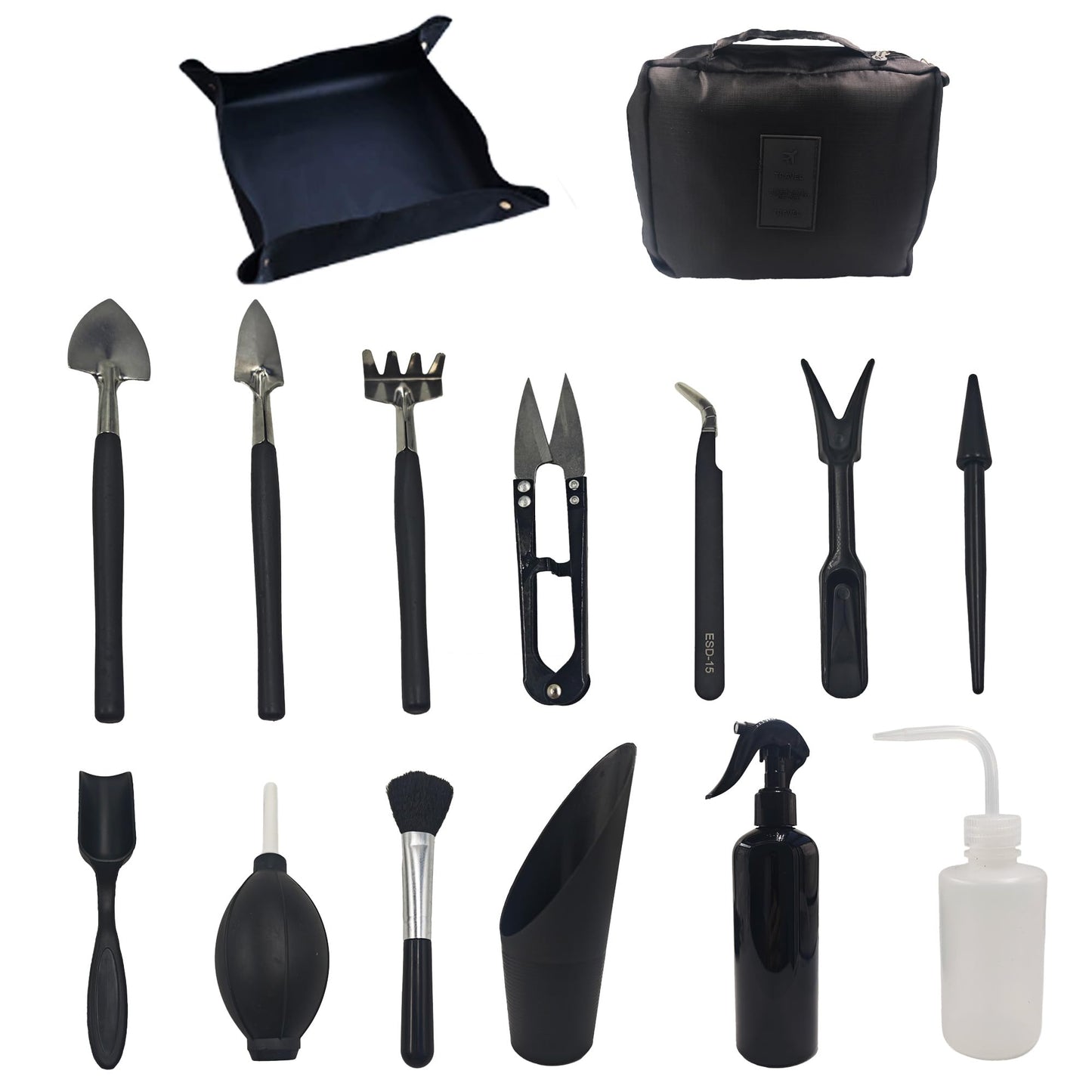 bociloy 15Pcs Succulent Tools Kit with Organizer Bag Plant Repotting Mat Mini Garden Transplanting Tools for Indoor Outdoor Miniature Plant Care