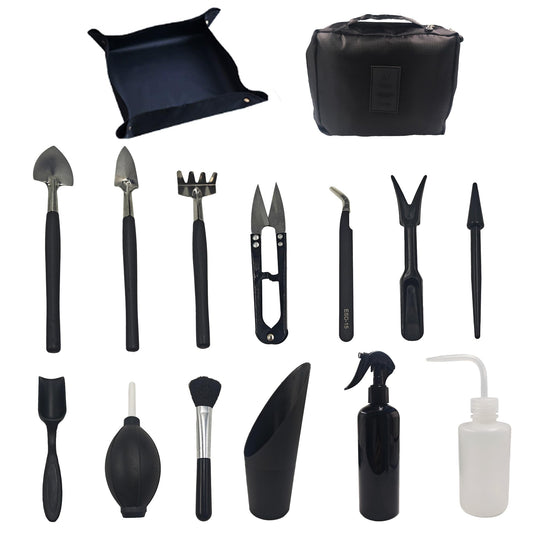 bociloy 15Pcs Succulent Tools Kit with Organizer Bag Plant Repotting Mat Mini Garden Transplanting Tools for Indoor Outdoor Miniature Plant Care