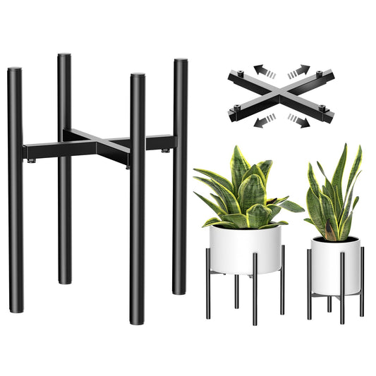 Plant Stand, Indoor Plant Stand Adjustable for 8 to12 inches Plant Pot, Metal Plant Stands For Indoor Plants Mid Century Stable Stylish Black Planter Stand for Outdoor, Black 1 Pack, Pot not Included