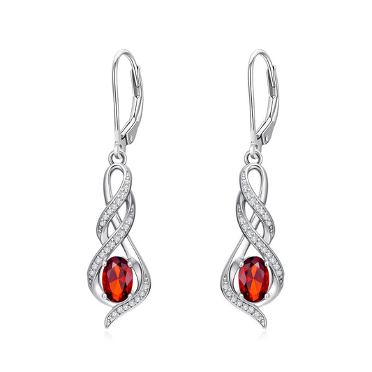 POIUY Ruby July Birthstone Infinity Leverback Dangle Earrings Hypoallergenic Drop Earrings Love Jewelry Anniversary Christmas Wedding Gift for Mom Wife Sister Daughter Girlfriend