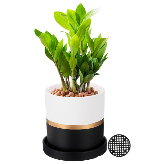 PATIKIL 4.3 Inch Ceramic Plant Pots, Modern Flower Planters with Drainage Holes for Decorate Home Indoor Plants Succulent Herb, Black