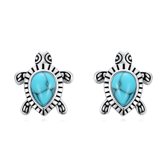 WINNICACA Sea Turtle Stud Earrings Turquoise Earrings 925 Sterling Silver Ocean Jewelry Hypoallergenic Gift for Sensitive Ears Mothers Day Gifts for Mom Wife
